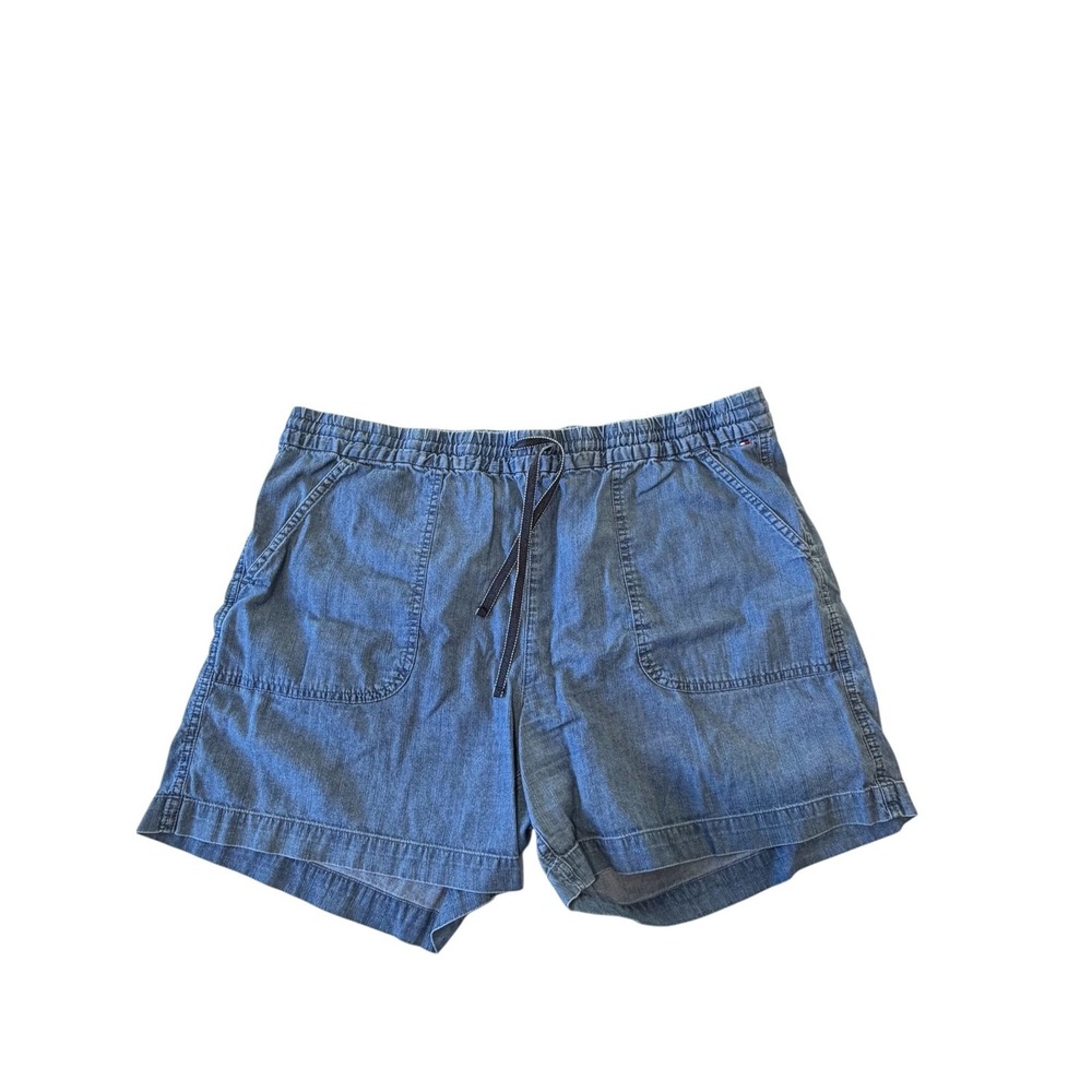 Tommy Hilfiger Blue Solid Chambray Shorts, Large